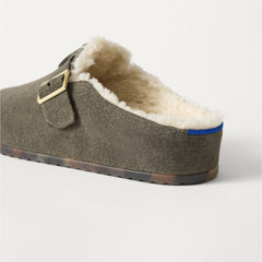 The Teddy Buckle Clog - ReVelvet™ Olive
