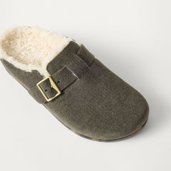 The Teddy Buckle Clog - ReVelvet™ Olive