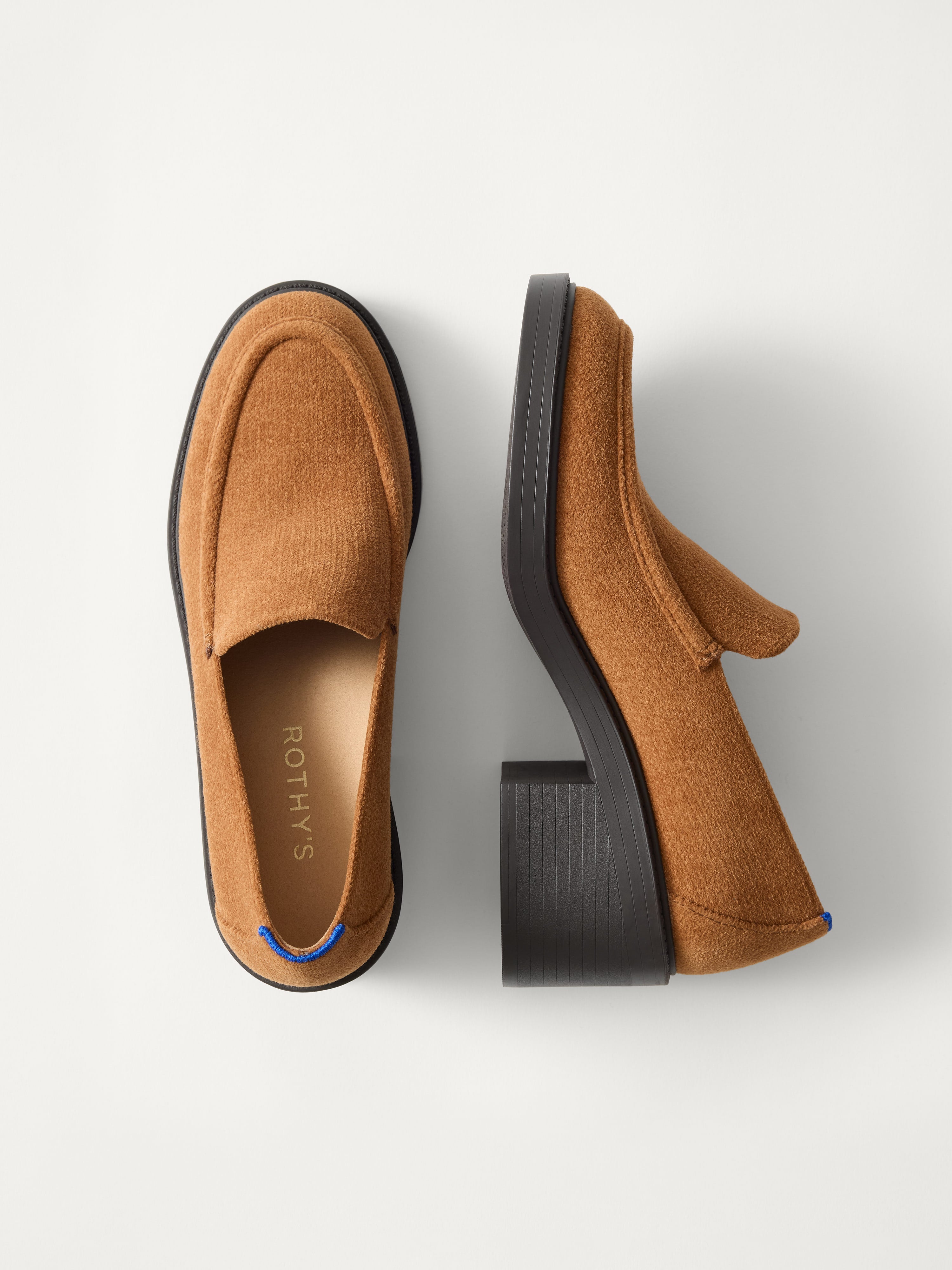 The Block Heel Loafer - ReVelvet™ Caramel