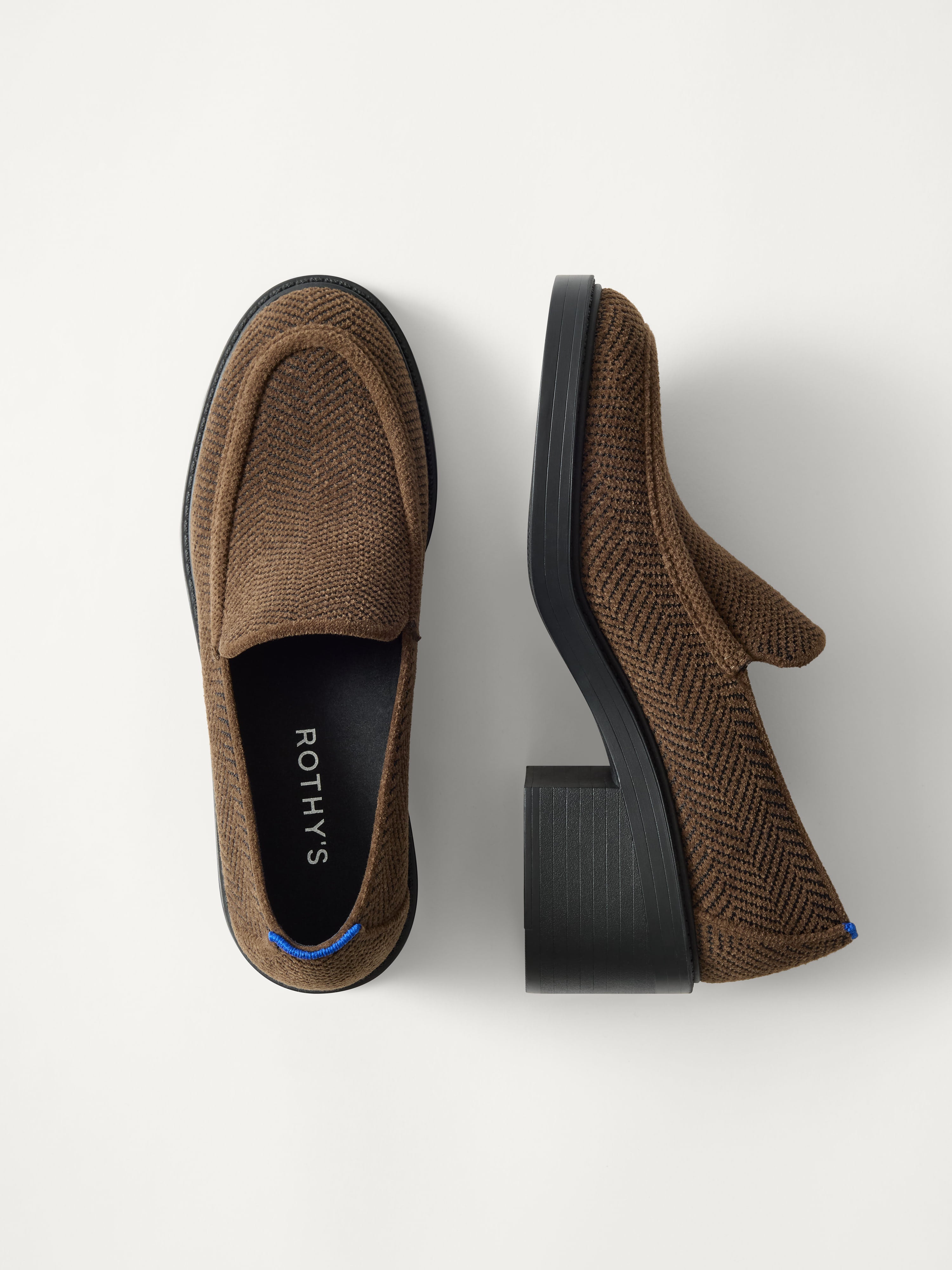 The Block Heel Loafer - ReVelvet™ Dark Herringbone